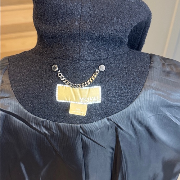 NEW Michael Kors Black Wool Blended Belted Coat M - Picture 8 of 8